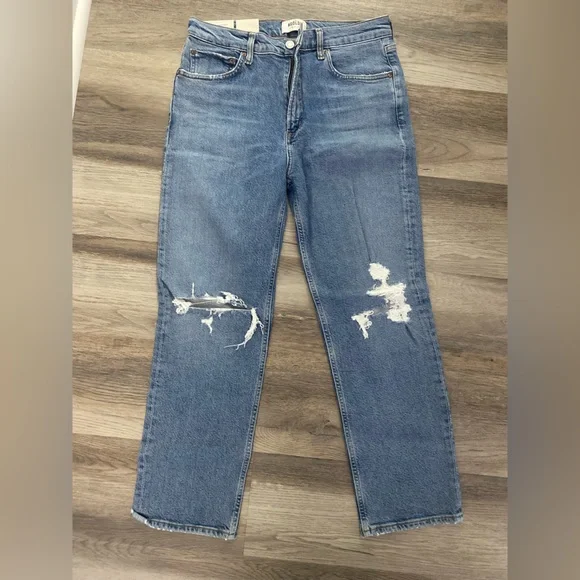 AGOLDE WILDER WHIPLASH Mid Rise Slim Straight Leg Jeans